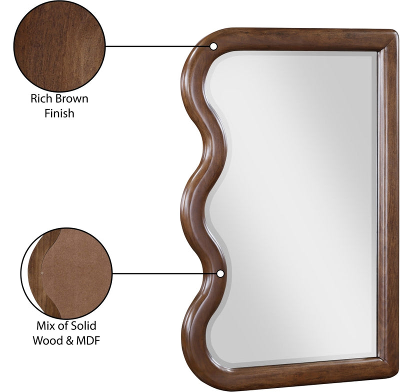 Winnie Poplar Wood Frame Mirror in Brown - 441Brown-M