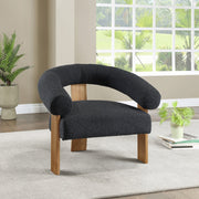 Winston Boucle Fabric Upholstered Accent Chair in Black - 496Black