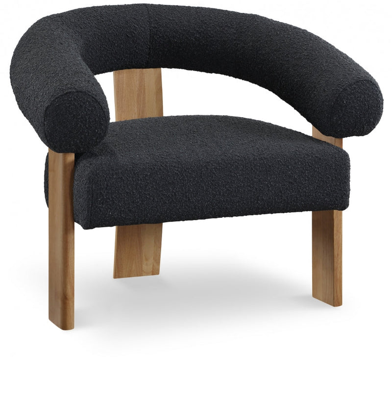 Winston Boucle Fabric Upholstered Accent Chair in Black - 496Black