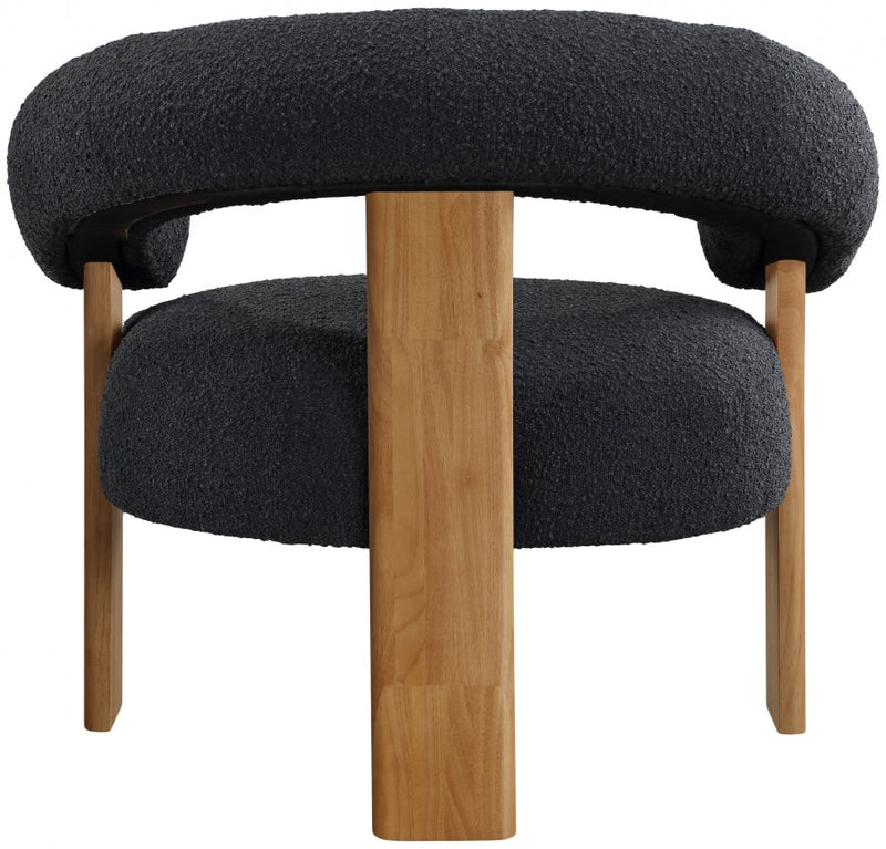 Winston Boucle Fabric Upholstered Accent Chair in Black - 496Black