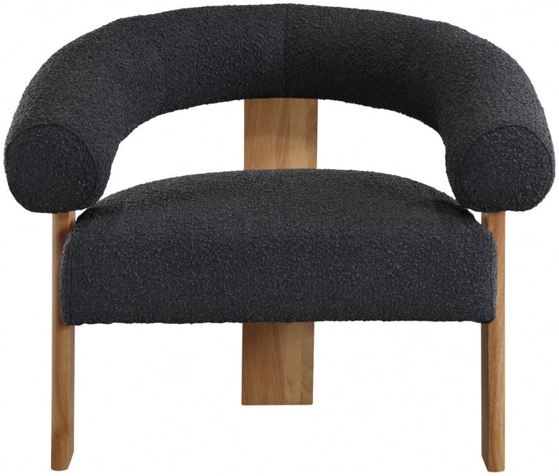 Winston Boucle Fabric Upholstered Accent Chair in Black - 496Black