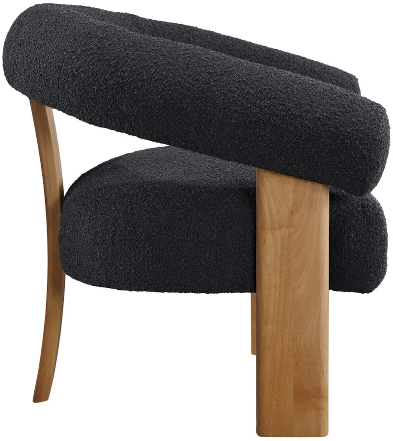 Winston Boucle Fabric Upholstered Accent Chair in Black - 496Black