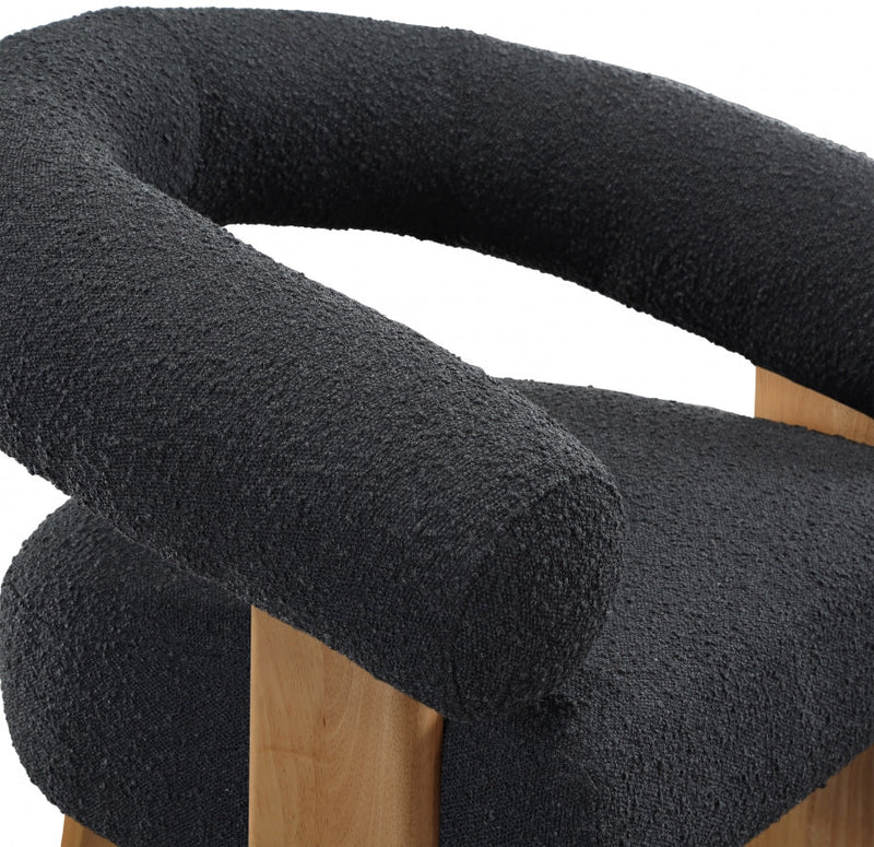 Winston Boucle Fabric Upholstered Accent Chair in Black - 496Black