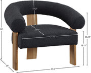 Winston Boucle Fabric Upholstered Accent Chair in Black - 496Black