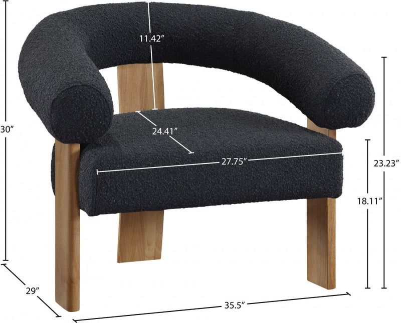 Winston Boucle Fabric Upholstered Accent Chair in Black - 496Black
