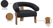 Winston Boucle Fabric Upholstered Accent Chair in Black - 496Black