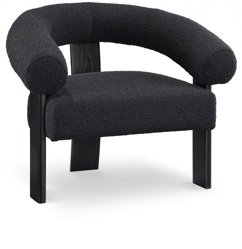 Winston Boucle Fabric Upholstered Accent Chair in Black - 497Black