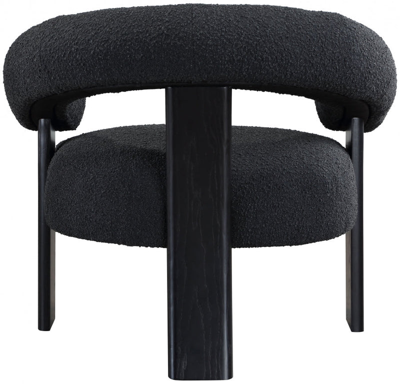 Winston Boucle Fabric Upholstered Accent Chair in Black - 497Black
