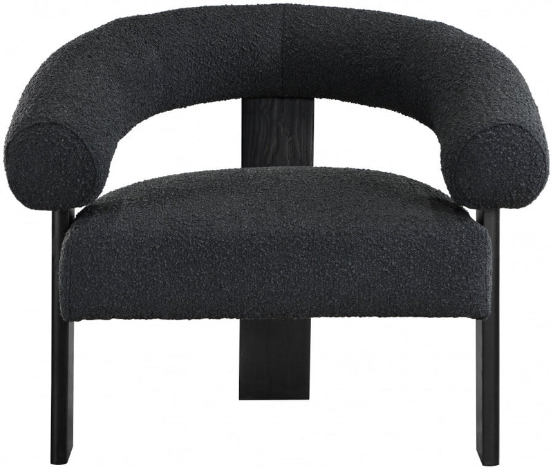 Winston Boucle Fabric Upholstered Accent Chair in Black - 497Black