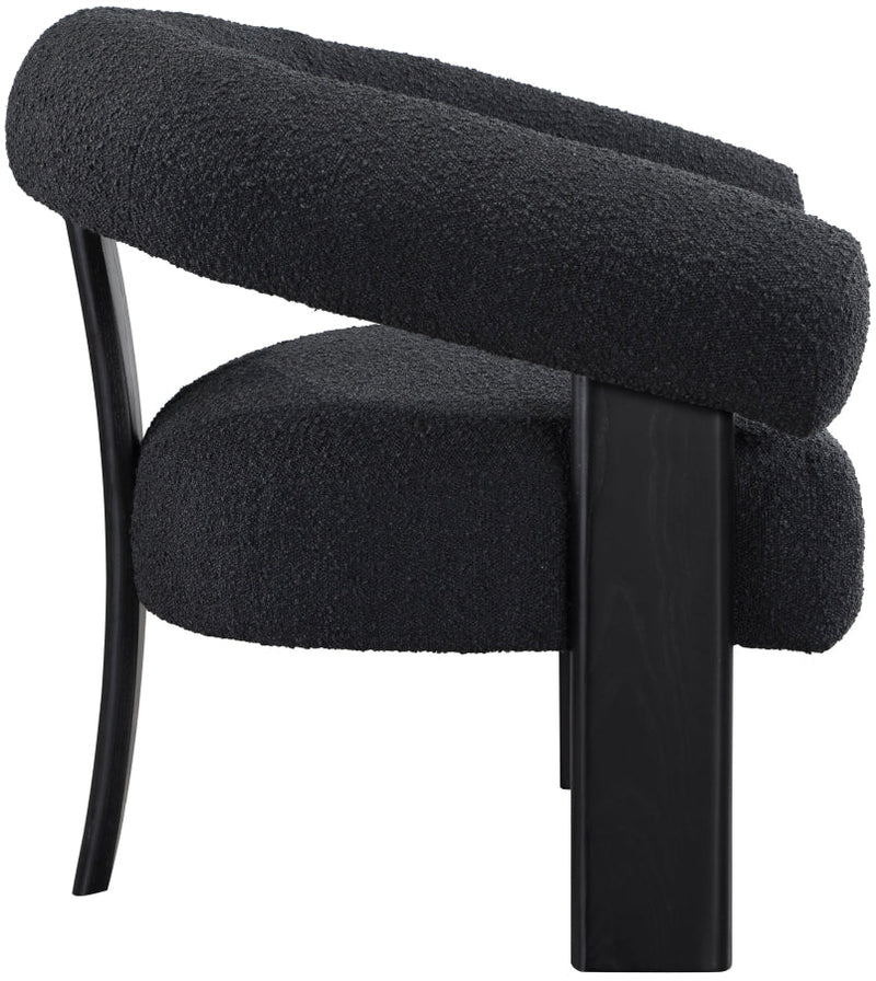 Winston Boucle Fabric Upholstered Accent Chair in Black - 497Black