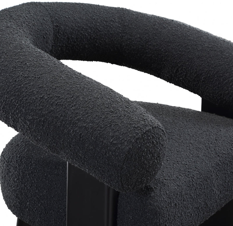 Winston Boucle Fabric Upholstered Accent Chair in Black - 497Black