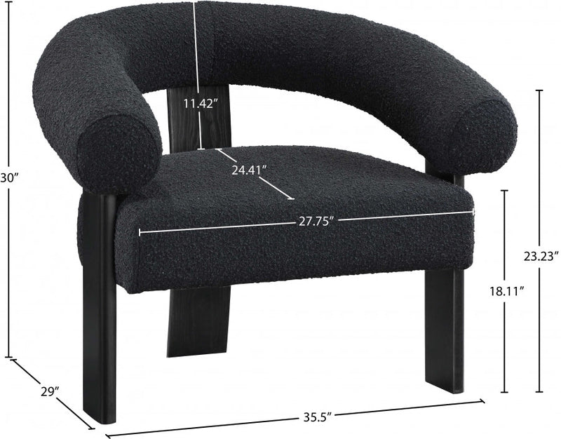 Winston Boucle Fabric Upholstered Accent Chair in Black - 497Black