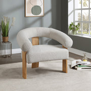 Winston Boucle Fabric Upholstered Accent Chair in Cream - 496Cream
