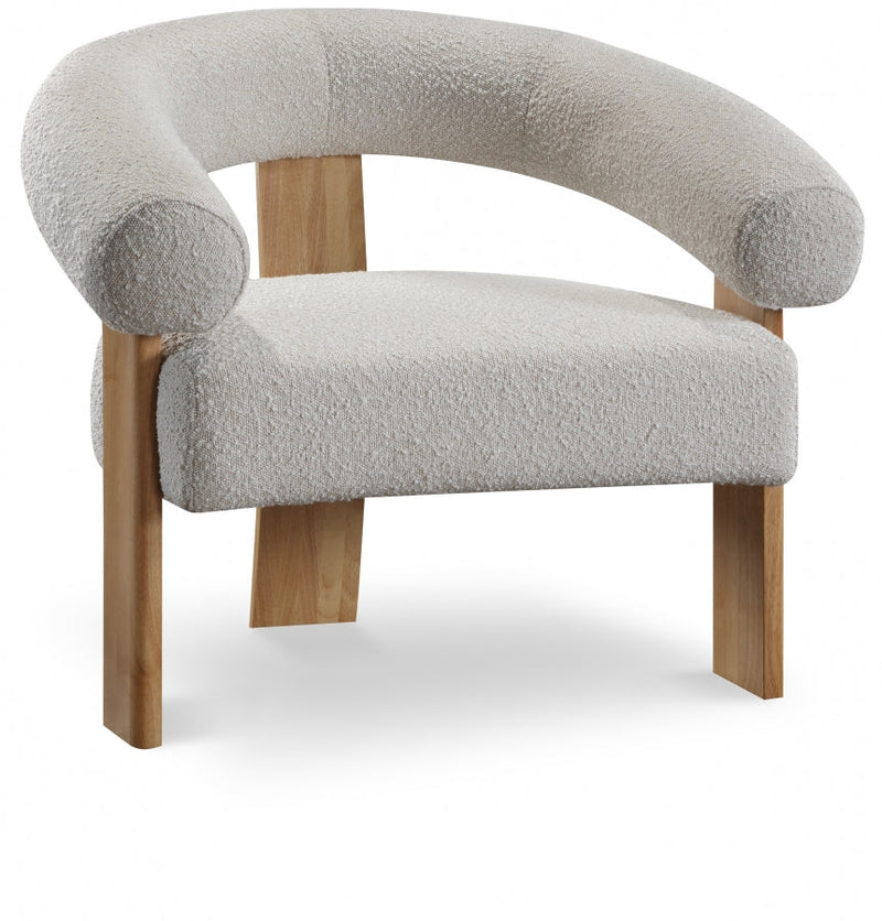 Winston Boucle Fabric Upholstered Accent Chair in Cream - 496Cream