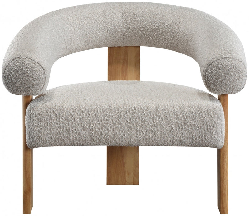 Winston Boucle Fabric Upholstered Accent Chair in Cream - 496Cream
