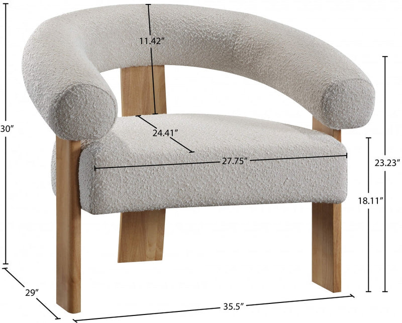 Winston Boucle Fabric Upholstered Accent Chair in Cream - 496Cream