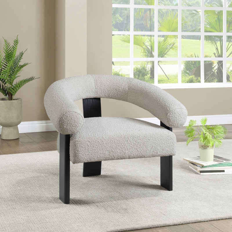Winston Boucle Fabric Upholstered Accent Chair in Cream - 497Cream