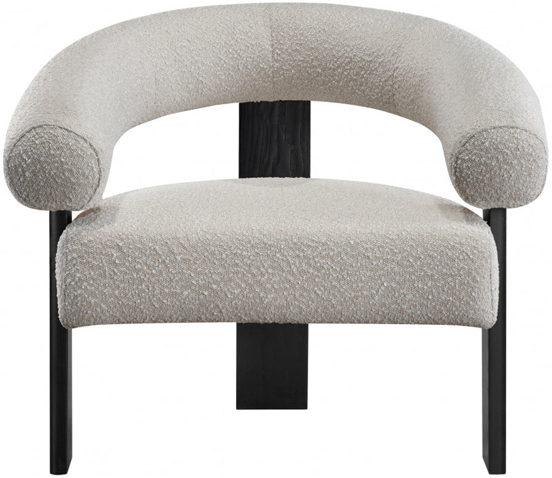 Winston Boucle Fabric Upholstered Accent Chair in Cream - 497Cream