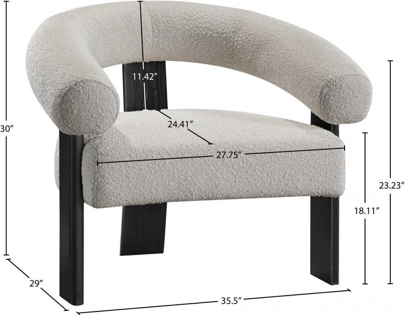 Winston Boucle Fabric Upholstered Accent Chair in Cream - 497Cream