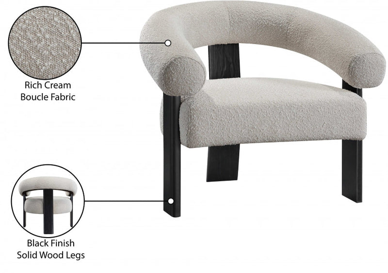Winston Boucle Fabric Upholstered Accent Chair in Cream - 497Cream