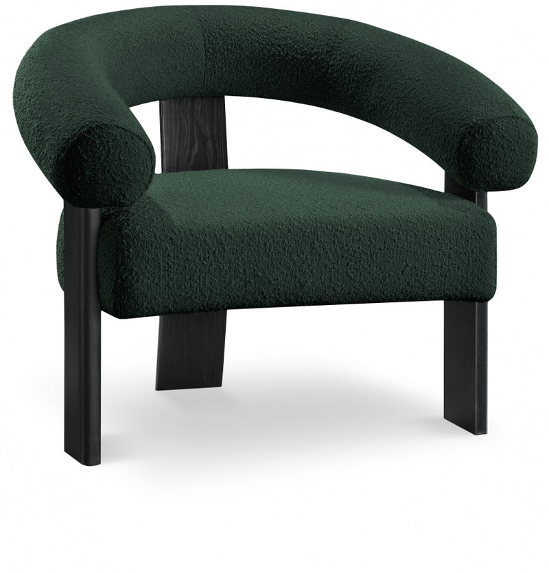 Winston Boucle Fabric Upholstered Accent Chair in Green - 497Green