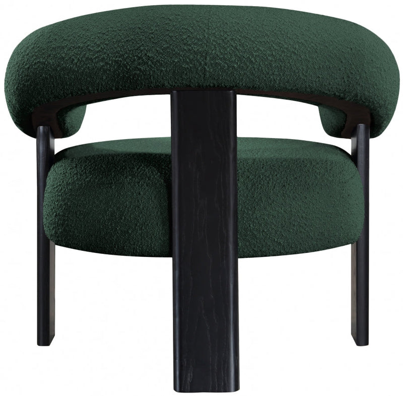 Winston Boucle Fabric Upholstered Accent Chair in Green - 497Green