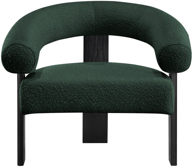 Winston Boucle Fabric Upholstered Accent Chair in Green - 497Green