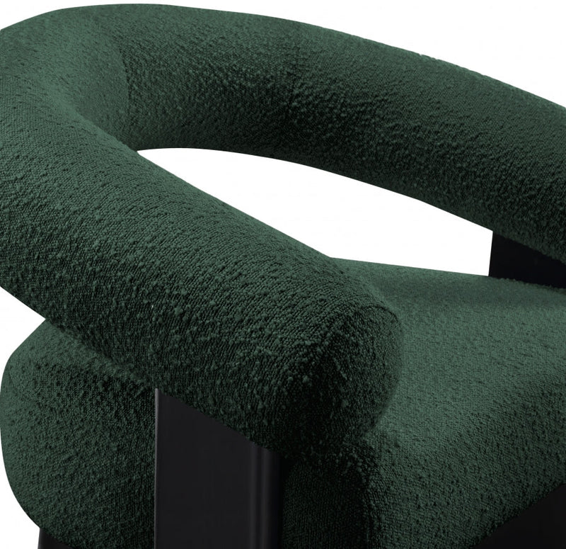 Winston Boucle Fabric Upholstered Accent Chair in Green - 497Green