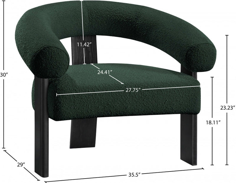 Winston Boucle Fabric Upholstered Accent Chair in Green - 497Green
