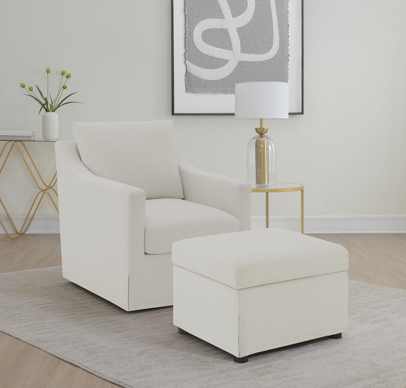 Winter Upholstered Hydraulic Lift Top Storage Ottoman Beige - 904134