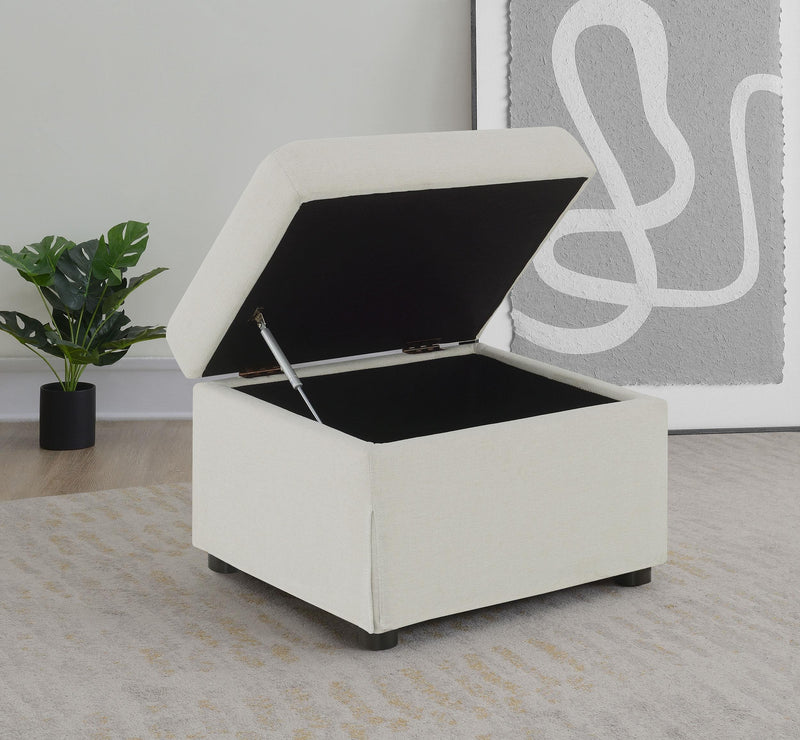 Winter Upholstered Hydraulic Lift Top Storage Ottoman Beige - 904134