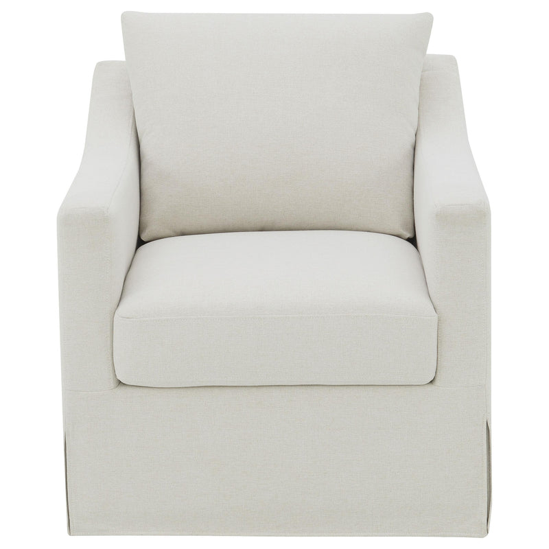 Winter Upholstered Sloped Arm Accent Swivel Chair Beige - 904133