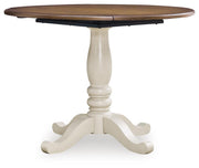 Wirloni Antique White/Brown Dining Drop Leaf Table - PCD616-15