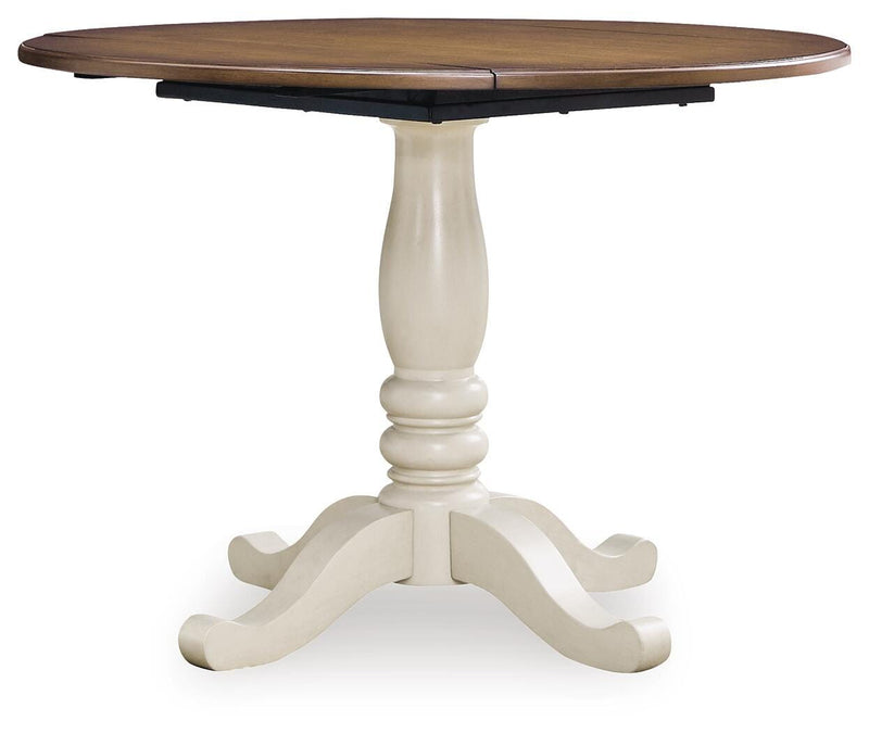 Wirloni Antique White/Brown Dining Drop Leaf Table - PCD616-15
