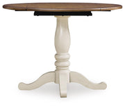 Wirloni Antique White/Brown Dining Drop Leaf Table - PCD616-15