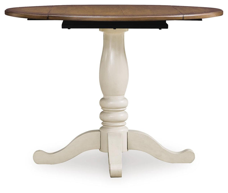 Wirloni Antique White/Brown Dining Drop Leaf Table - PCD616-15