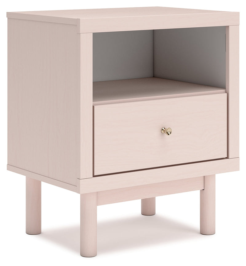 Wistenpine Blush Upholstered Youth One Side Storage Panel Bedroom Set from Ashley - Luna Furniture