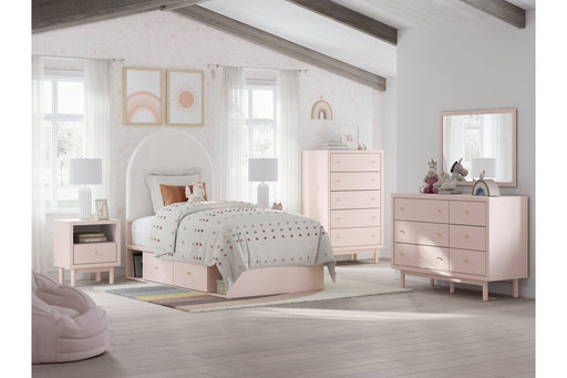 Wistenpine Blush Upholstered Youth One Side Storage Panel Bedroom Set - Gate FurnitureYouth Bedroom Set