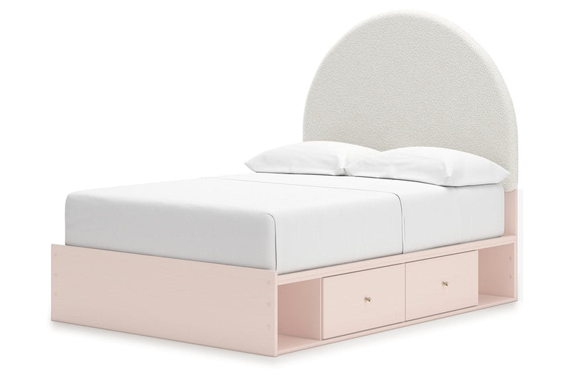 Wistenpine Blush Upholstered Youth One Side Storage Panel Bedroom Set - Gate FurnitureYouth Bedroom Set