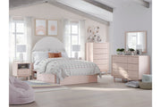 Wistenpine Blush Upholstered Youth One Side Storage Panel Bedroom Set - Gate FurnitureYouth Bedroom Set