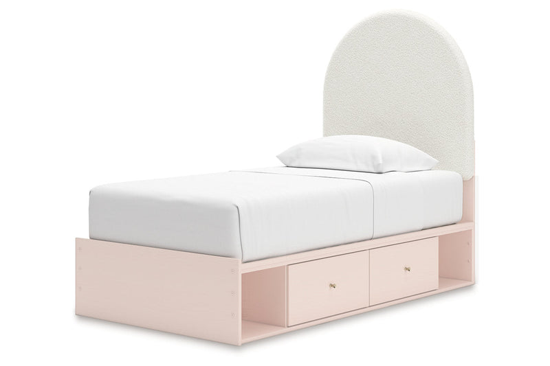 Wistenpine Blush Upholstered Youth Two Side Storage Panel Bedroom Set - Gate FurnitureYouth Bedroom Set