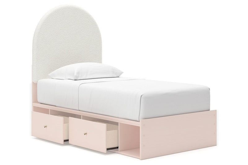 Wistenpine Blush Upholstered Youth Two Side Storage Panel Bedroom Set - Gate FurnitureYouth Bedroom Set