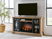 Wittenmyer Natural/Black 72" TV Stand with Electric Fireplace - W794W1