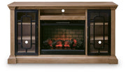 Wittenmyer Natural/Black 72" TV Stand with Electric Fireplace - W794W1