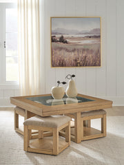 Wittenmyer Natural/Black Coffee Table with 4 Stools (Set of 5) - T794-20