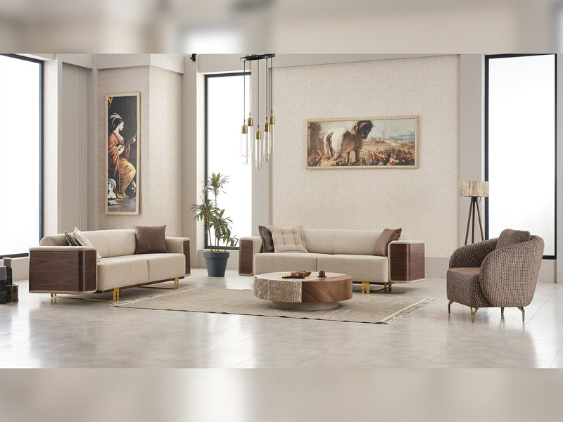 Wolker 3-pieces (Sofa & Loveseat & Chair) Livingroom in Light Brown - 200-SIM-WOL-GIRNE03-321