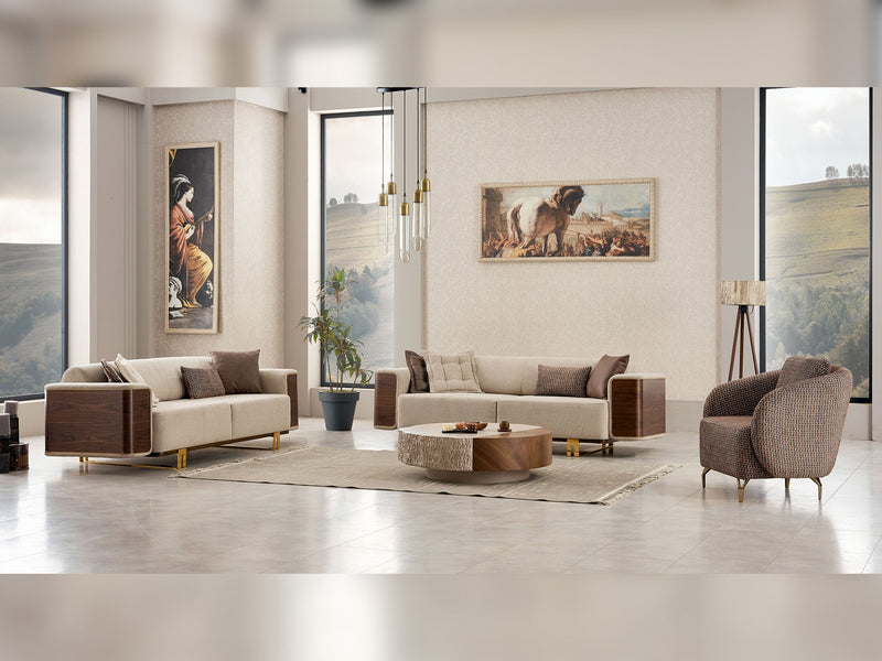 Wolker 3-pieces (Sofa & Loveseat & Chair) Livingroom in Light Brown - 200-SIM-WOL-GIRNE03-321