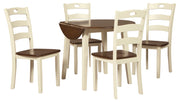 Woodanville Cream/Brown 5 - Piece Drop Leaf Dining Set - Gate FurnitureDining Room Set