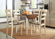 Woodanville Cream/Brown 5 - Piece Drop Leaf Dining Set - Gate FurnitureDining Room Set