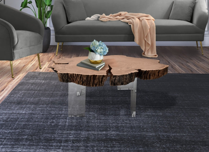 Woodland Acacia Wood Top And Acrylic Base Coffee Table in Natural - 258-CT